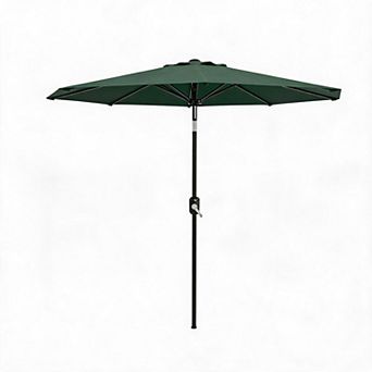 9FT Patio Umbrella with 8 Sturdy Ribs, Crank Lift, Push Button Tilt and Detachable Iron Pole