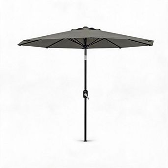 9FT Patio Umbrella with 8 Sturdy Ribs, Crank Lift, Push Button Tilt and Detachable Iron Pole
