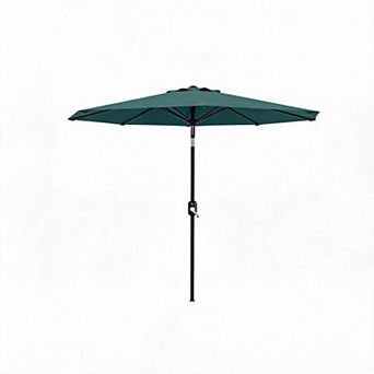 9FT Patio Umbrella with 8 Sturdy Ribs, Crank Lift, Push Button Tilt and Detachable Iron Pole