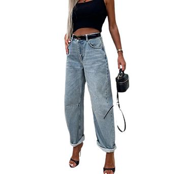 Women's Jeans Casual High Rise Baggy Loose Denim Pants