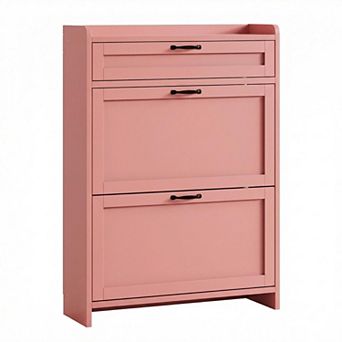 Entryway Shoe Storage Cabinet with Top Drawer, 2 tier Flip Down Shoe Rack Organizer