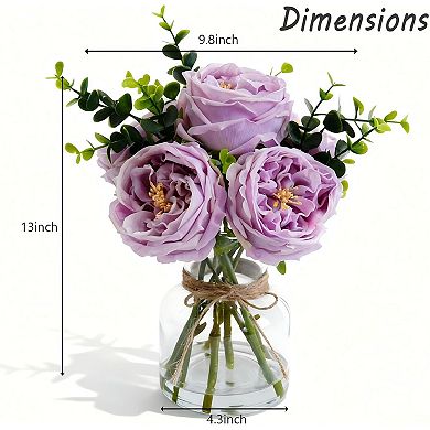 Artificial Roses in Vase for Dining Table Centerpiece, Home & Restaurant Decor