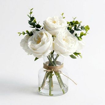 Artificial Roses in Vase for Dining Table Centerpiece, Home & Restaurant Decor