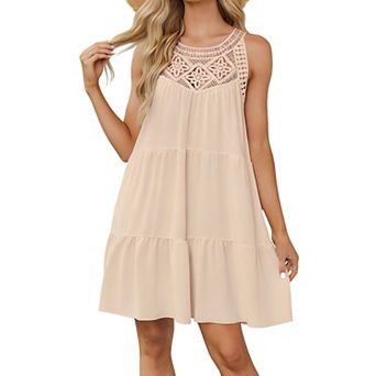 Women's Sleeveless Tiered Swing Dress Casual Summer Beach A Line Sundress for Vacation