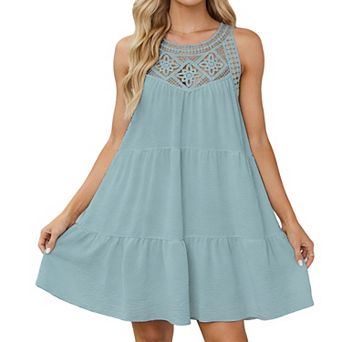 Women's Sleeveless Tiered Swing Dress Casual Summer Beach A Line Sundress for Vacation
