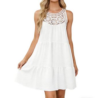 Women's Sleeveless Tiered Swing Dress Casual Summer Beach A Line Sundress for Vacation