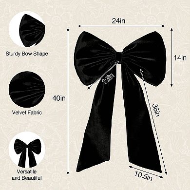 Oversized Velvet Bow 40" x 24" Ribbon Tie for Room Event Decor Wall Hanging Backdrop for Birthday