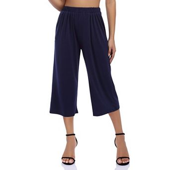 Women's Wide Leg Capri Lounge Pant Casual Elastic High Waisted Cropped Palazzo Pant Spring Summer
