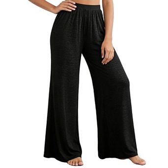 Women's Wide Leg Pants Loose High Waisted Flowy Pants for Casual Loungewear