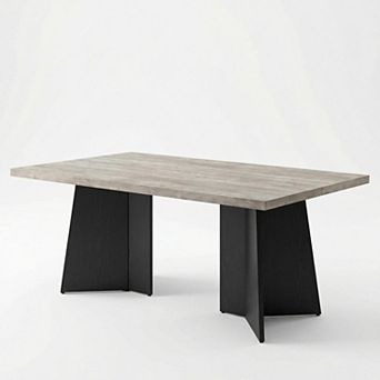 63" Modern Rectangular Dining Table, Seats 6 for Family Gatherings, Heavy Duty Pedestal Legs