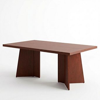 63" Modern Rectangular Dining Table, Seats 6 for Family Gatherings, Heavy Duty Pedestal Legs