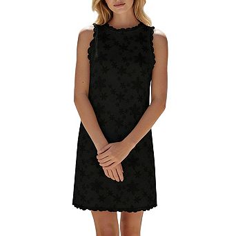 Women's Ruffle Hem Sleeveless Tank Dress Loose Fit Midi Casual Dress with Scallop Trim