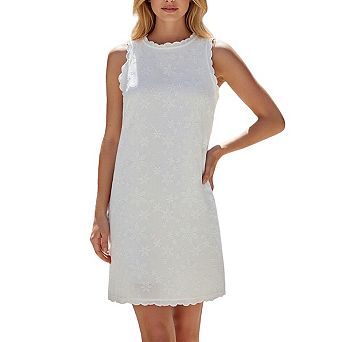 Women's Ruffle Hem Sleeveless Tank Dress Loose Fit Midi Casual Dress with Scallop Trim
