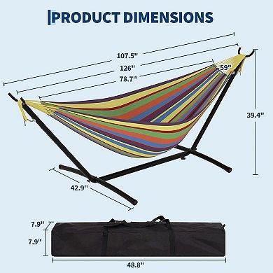 Portable Double Hammock with Heavy-Duty Steel Stand -Space
