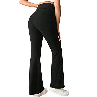 Women's Maternity High Waist Jeans Stretchy Bell Bottom Pants with Full Belly Support for Pregnancy