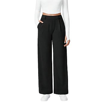 Women's Side Pocket Office Trousers Straight Leg Work with Slim Fit Business Casual Pants