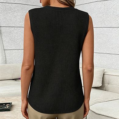 Women's Sleeveless Knit Button Vest Cardigan Sweater Tank with Front Buttons for Layering