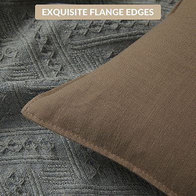 Set of 4 Linen Throw Pillow Covers 18x18 Inch Neutral Boho Farmhouse Decorative