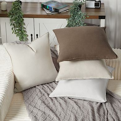 Set of 4 Linen Throw Pillow Covers 18x18 Inch Neutral Boho Farmhouse Decorative