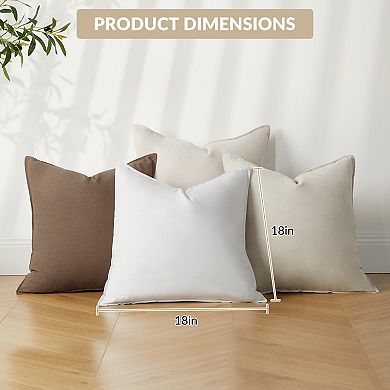 Set of 4 Linen Throw Pillow Covers 18x18 Inch Neutral Boho Farmhouse Decorative