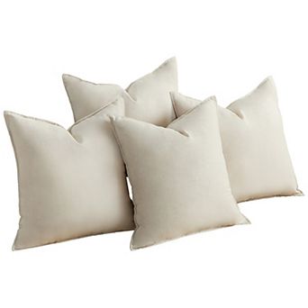 Set of 4 Linen Throw Pillow Covers 18x18 Inch Neutral Boho Farmhouse Decorative