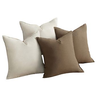 Set of 4 Linen Throw Pillow Covers 18x18 Inch Neutral Boho Farmhouse Decorative