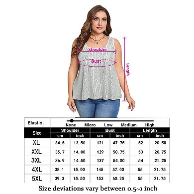 Women's Plus Size Sequin Tank Top Summer Oversized Scoop Neck Sleeveless Sparkly Top