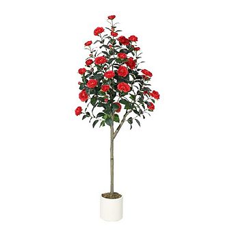 Lifelike Silk Camellia Tree, Realistic Bloom and Leaves, Fade-Resistant
