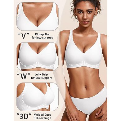 Avidlove Womens Deep V Bras Wireless Comfortable Bra Supportive No Underwire Bras Tshirt Push Up