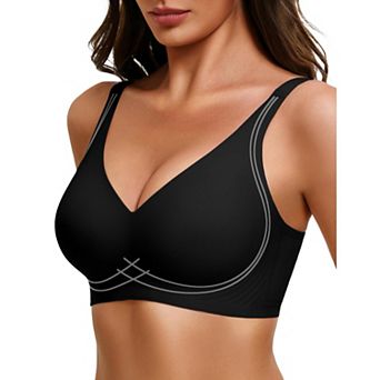Avidlove Womens Deep V Bras Wireless Comfortable Bra Supportive No Underwire Bras Tshirt Push Up