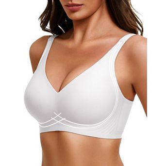 Avidlove Womens Deep V Bras Wireless Comfortable Bra Supportive No Underwire Bras Tshirt Push Up