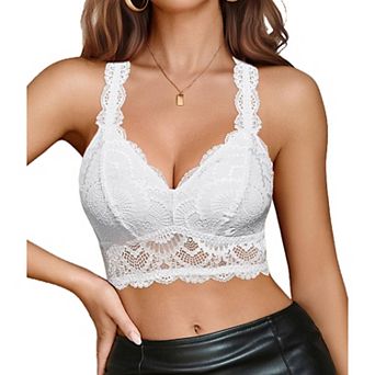 Avidlove Bralettes for Women Lace Bra Non Padded Racer Back Bralette Deep V Triangle Everyday