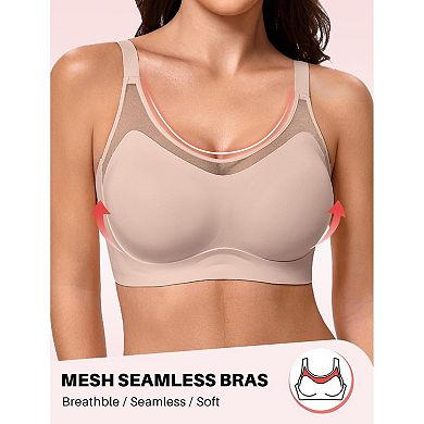 Avidlove Womens Wireless Jelly Bras No Underwire Seamless Push Up T Shirt Bra Mesh Full Coverage