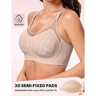Avidlove Womens Wireless Jelly Bras No Underwire Seamless Push Up T Shirt Bra Mesh Full Coverage