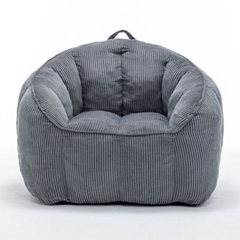 GOODSILO Large Comfort Corduroy Bean Bag Sofa Chair with Armrests and Filler