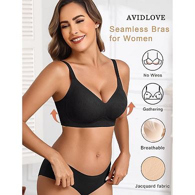 Avidlove Wireless Bras for Women Deep V Seamless T Shirt Bra Full Coverage Bralettes