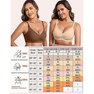 Avidlove Wireless Bras for Women Deep V Seamless T Shirt Bra Full Coverage Bralettes