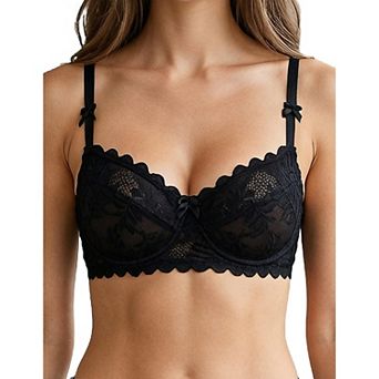 Avidlove Lace Bra Balconette Underwire Unlined Sheer Mesh Bras