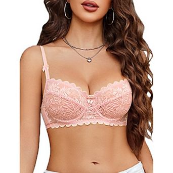 Avidlove Lace Bra Balconette Underwire Unlined Sheer Mesh Bras