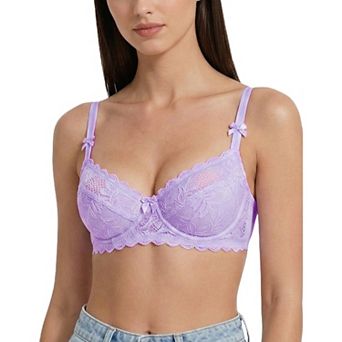 Avidlove Lace Bra Balconette Underwire Unlined Sheer Mesh Bras