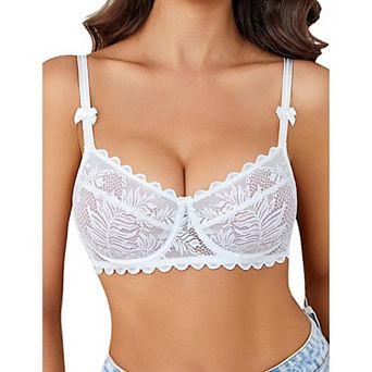 Avidlove Lace Bra Balconette Underwire Unlined Sheer Mesh Bras