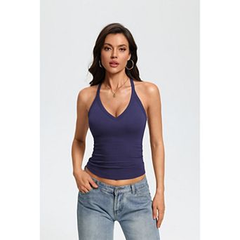 Avidlove V Neck Tank Top for Woman Ribbed Spaghetti Strap Tanks Racerback Fitted Summer Tops with