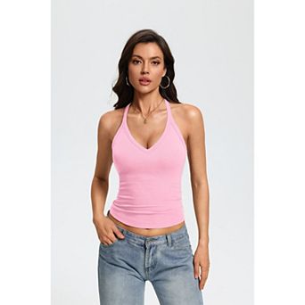Avidlove V Neck Tank Top for Woman Ribbed Spaghetti Strap Tanks Racerback Fitted Summer Tops with