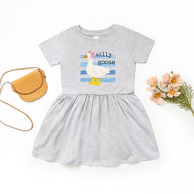 Silly Goose Blue Stripes - Toddler Girl's Graphic Dress