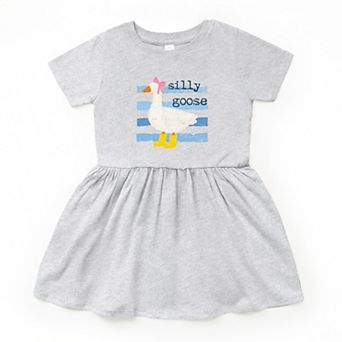 Silly Goose Blue Stripes - Toddler Girl's Graphic Dress