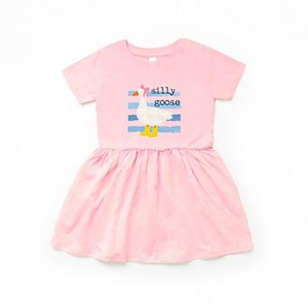 Silly Goose Blue Stripes - Toddler Girl's Graphic Dress
