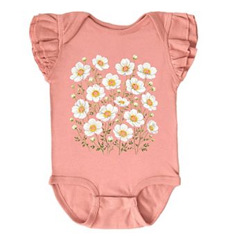 Watercolor Daisies - Infant Girl's Flutter Sleeve Bodysuit