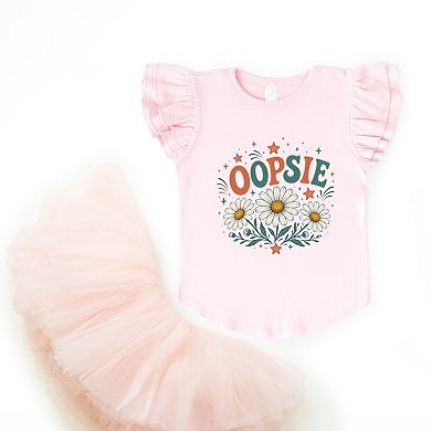 Oopsie Daisy Stars - Girl's Flutter Sleeve Graphic T-Shirt