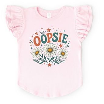 Oopsie Daisy Stars - Girl's Flutter Sleeve Graphic T-Shirt