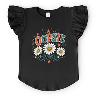 Oopsie Daisy Stars - Girl's Flutter Sleeve Graphic T-Shirt